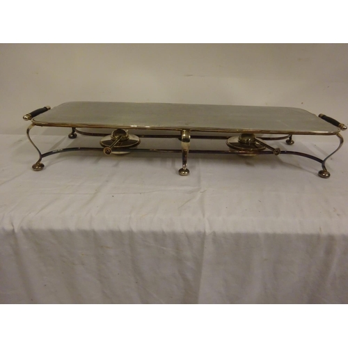 182 - A good collection of 3 plated warming stands complete with burners and 4 circular dishes.