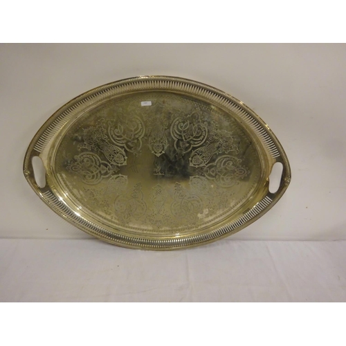 183 - A large oval shaped silver plated tray.