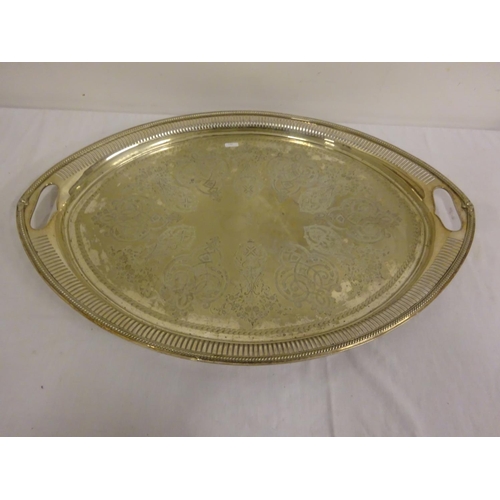 183 - A large oval shaped silver plated tray.