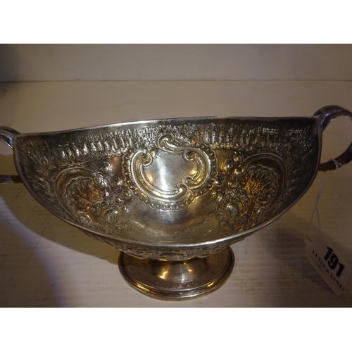 191 - Rare Cork silver two handled dish on oval base. Reilly Cork, 1777 -1800. 9 troy ozs.