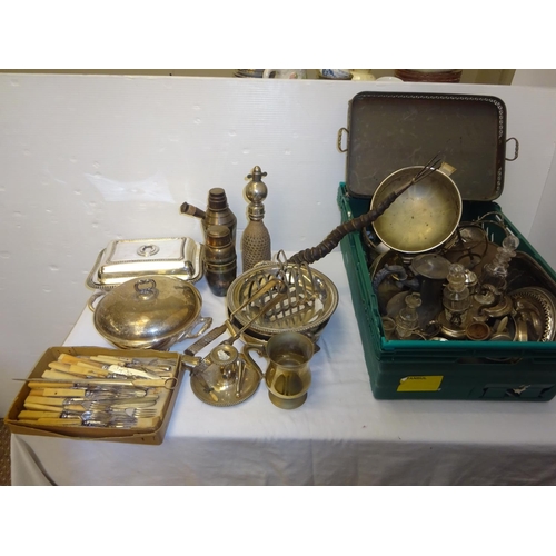 198 - Two boxes of silver plated items.