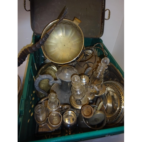 198 - Two boxes of silver plated items.