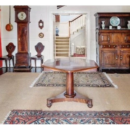 200 - 19th century mahogany hall table with three drop leaves.