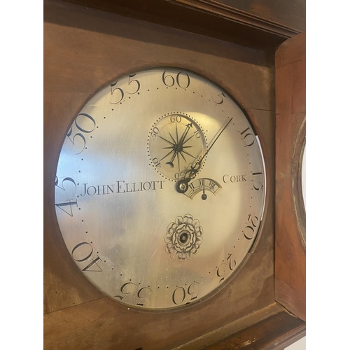 206 - John Elliott, Cork - A rare Cork early Georgian mahogany regulator long cased clock having large cir... 