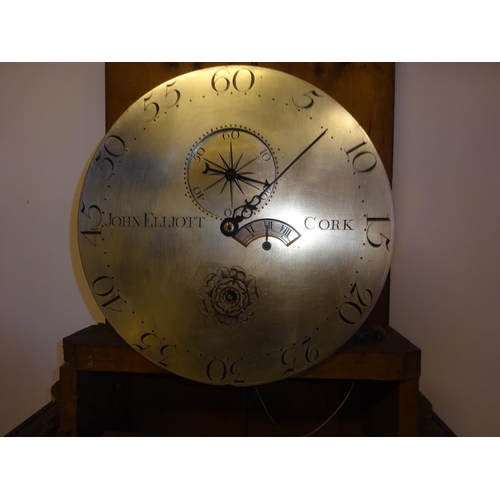 206 - John Elliott, Cork - A rare Cork early Georgian mahogany regulator long cased clock having large cir... 