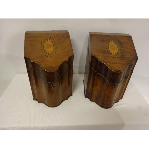 211 - Pair of Georgian mahogany knife boxes, interiors altered.