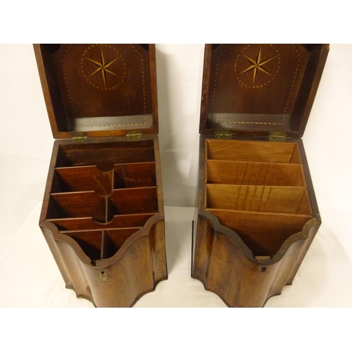 211 - Pair of Georgian mahogany knife boxes, interiors altered.