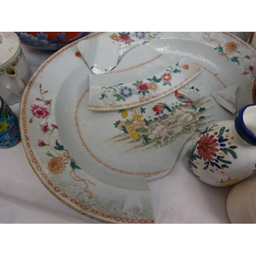 22 - Lot of old china ware, some damaged.