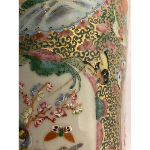 220 - A large old Cantonese vase, some damage see photo. H. 63cm