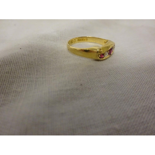 240 - Antique 18ct gold ruby and diamond ring, Birmingham 1908. Size N.