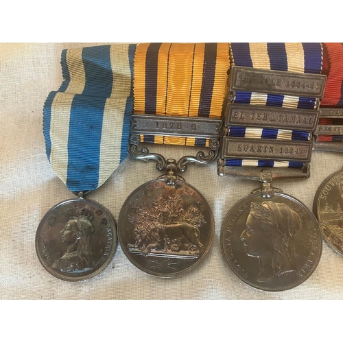 253 - Full size Medals - 1898 Jubilee medal, 1877-1879 Zulu War medal with clasp, 1882-1889 Egypt and Suda... 