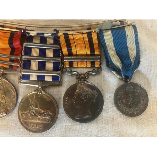 253 - Full size Medals - 1898 Jubilee medal, 1877-1879 Zulu War medal with clasp, 1882-1889 Egypt and Suda... 