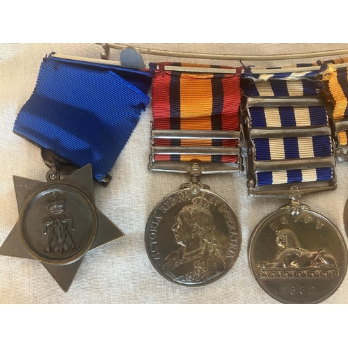 253 - Full size Medals - 1898 Jubilee medal, 1877-1879 Zulu War medal with clasp, 1882-1889 Egypt and Suda... 