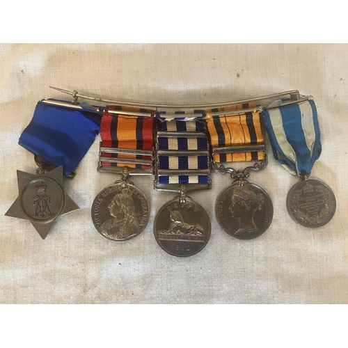 253 - Full size Medals - 1898 Jubilee medal, 1877-1879 Zulu War medal with clasp, 1882-1889 Egypt and Suda... 