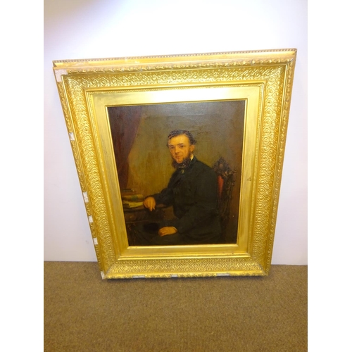 290 - J. B. Brennan 1825-1889,
Portrait of a gentleman, seated at desk,
Oil on canvas,
Signed & dated J.B.... 