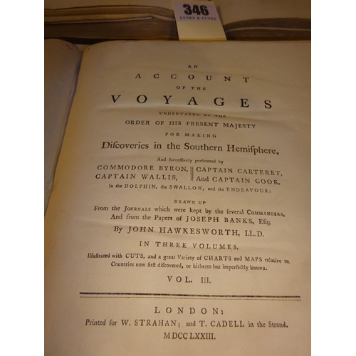 346 - Voyage to the Pacific Ocean - Cook, Clarke, Gore 1785; John Hawesworth An Account of the Voyages - C... 