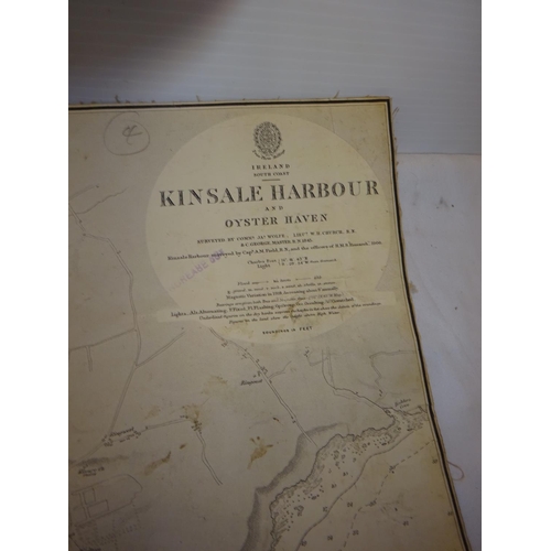 352 - Queenstown, Port of Cork and Kinsale Harbour - two large old detailed maps.