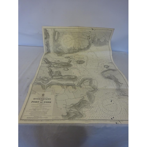 352 - Queenstown, Port of Cork and Kinsale Harbour - two large old detailed maps.