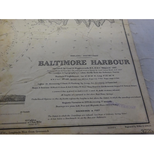 353 - Baltimore Harbour; Long Island and Baltimore Bays - Two old linen backed maps. (2)