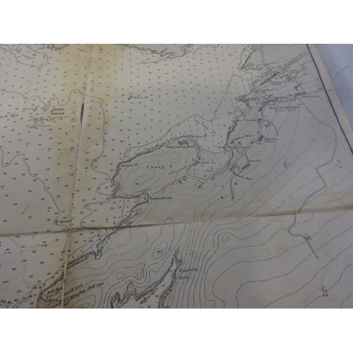 353 - Baltimore Harbour; Long Island and Baltimore Bays - Two old linen backed maps. (2)