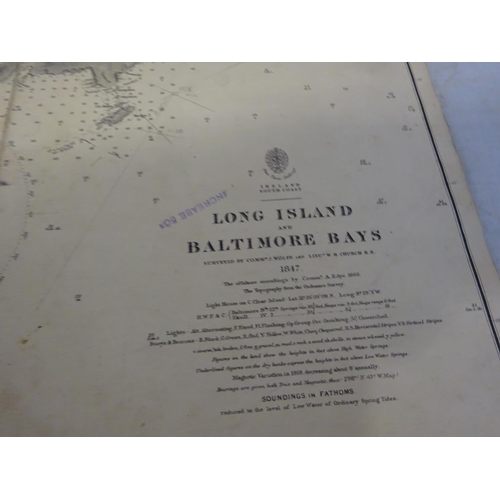 353 - Baltimore Harbour; Long Island and Baltimore Bays - Two old linen backed maps. (2)