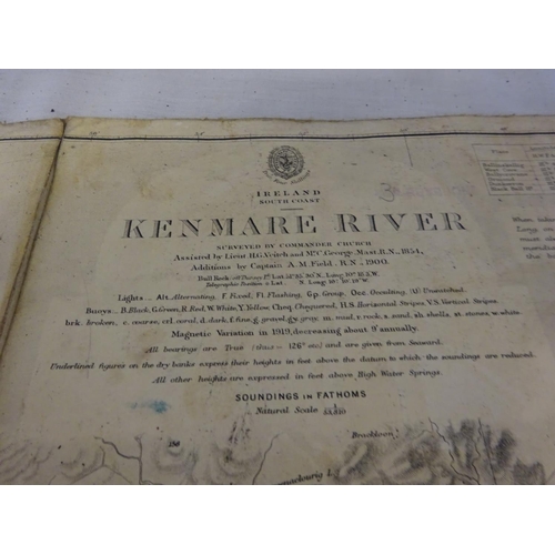 356 - Kenmare River - Large old linen backed map.