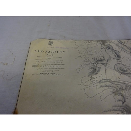 359 - Clonakilty Bay - Large old linen backed map.