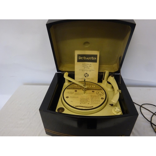 39 - Old PYE black box record player complete with original instruction manual.