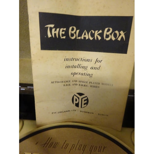 39 - Old PYE black box record player complete with original instruction manual.