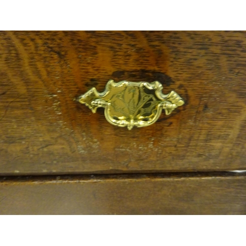 438 - Early antique oak chest of two short and one long drawer. W. 105cm, D. 50cm, H. 75cm approx.