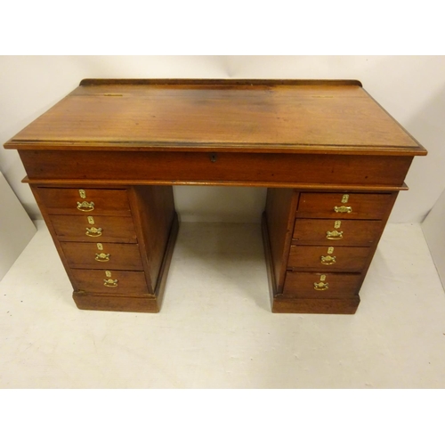 440 - Antique mahogany pedestal desk having lift up top over eight drawers together with a Cork Regency ca... 