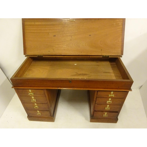 440 - Antique mahogany pedestal desk having lift up top over eight drawers together with a Cork Regency ca... 