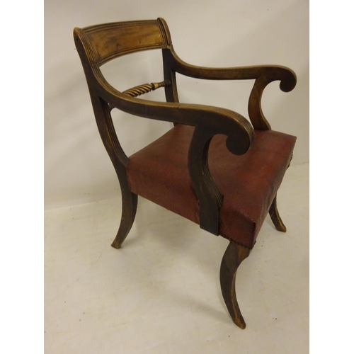 440 - Antique mahogany pedestal desk having lift up top over eight drawers together with a Cork Regency ca... 