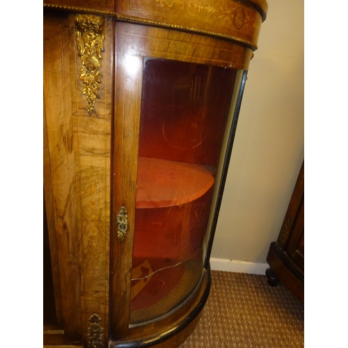 446 - Victorian walnut and brass mounted credenza, crack on one side door panel. W. 140cm, D. 40cm, H. 105... 