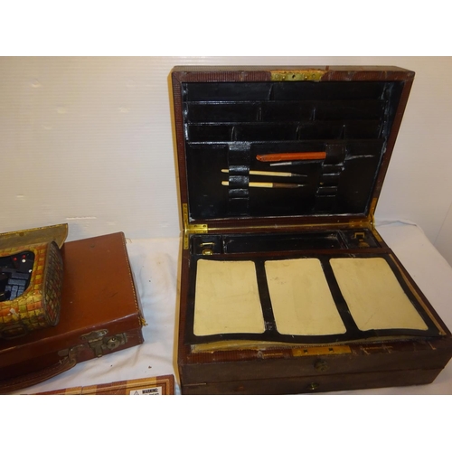 448 - A leather writing travelling box Capt. C. French, Hampshire Reg. together with a leather attache cas... 