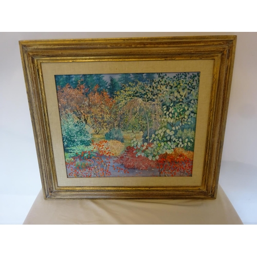 45 - Andrea Jameson,
Garden scene,
Oil on canvas, 
Signed lower right,
40cm x 50cm approx.