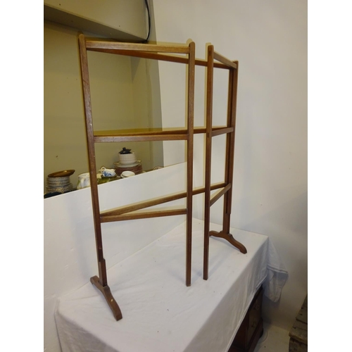 453 - Large old timber towel rail.