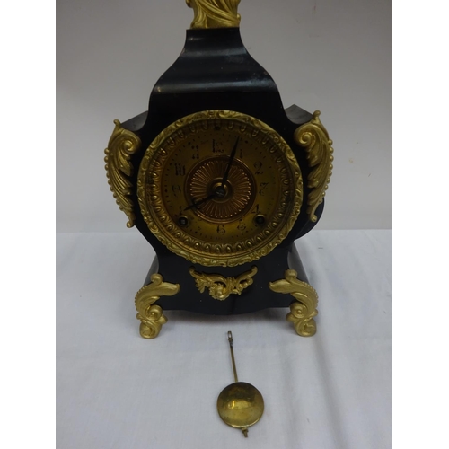 47 - A decorative late 19th century mantel clock by Ansonia Co. , New York.