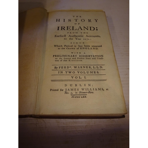 471 - A General History of Ireland by J.H. Wynne, 1773, 2 vols plus F. Warner History of Ireland, 2 vols, ... 