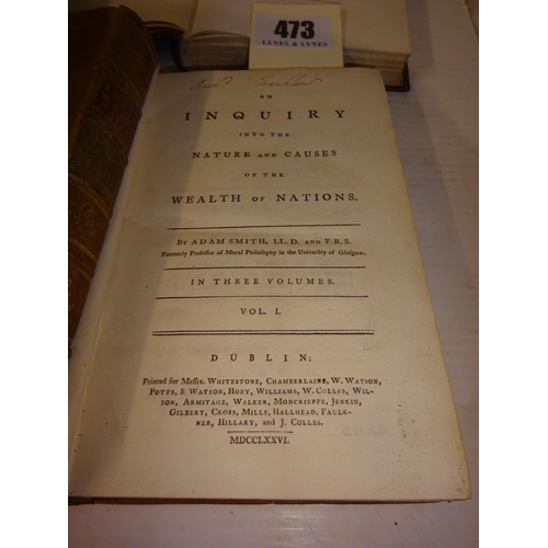 473 - The Works of Robert Burns by Robert Burns by James Currie, 4 vols, 1820; plus An Inquiry into Nature... 