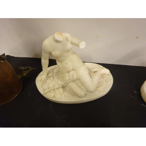 53 - Mixed lot - marble figures damaged, postal scales and weighs, etc.