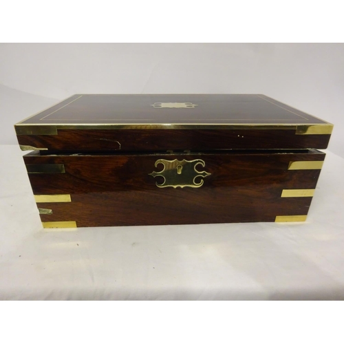 55 - Regency brass banded rosewood writing box.