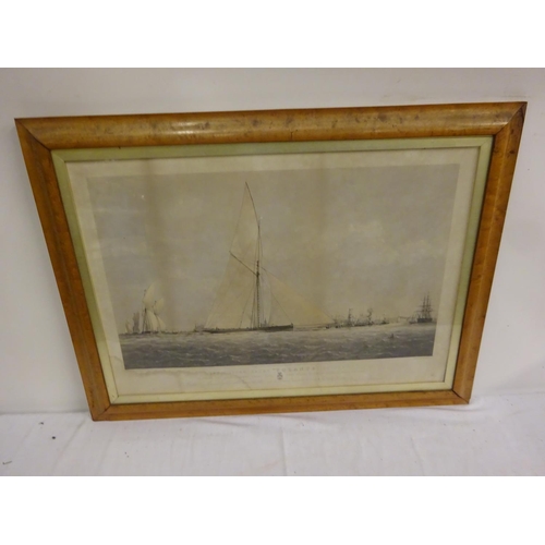 59 - Two interesting old Marine engravings -
The Cutter Yacht and 'VOLANTE' 59 tonnes winning The Royal T... 