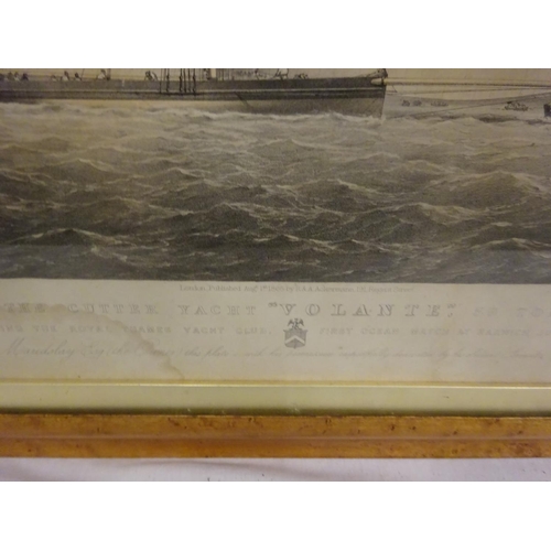 59 - Two interesting old Marine engravings -
The Cutter Yacht and 'VOLANTE' 59 tonnes winning The Royal T... 