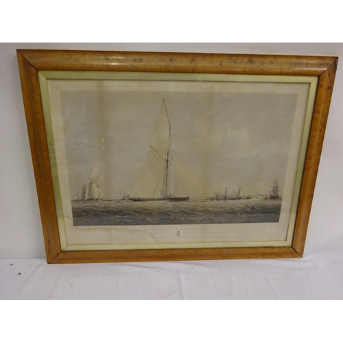 59 - Two interesting old Marine engravings -
The Cutter Yacht and 'VOLANTE' 59 tonnes winning The Royal T... 