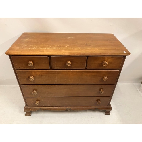 67 - An American cherry wood chest of three short and 3 long drawers. W. 105cm, D. 50cm, H. 90cm approx.