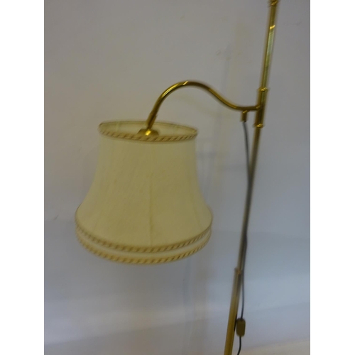 81 - Brass drawing room floor lamp and shade. (adjustable)