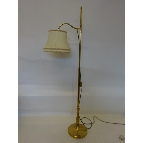 81 - Brass drawing room floor lamp and shade. (adjustable)