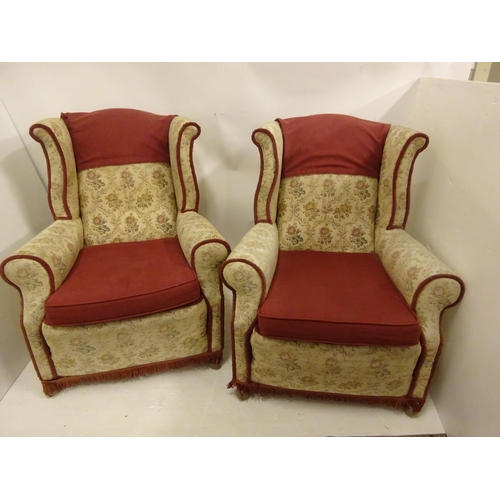 84 - Pair of wing back drawing room chairs.