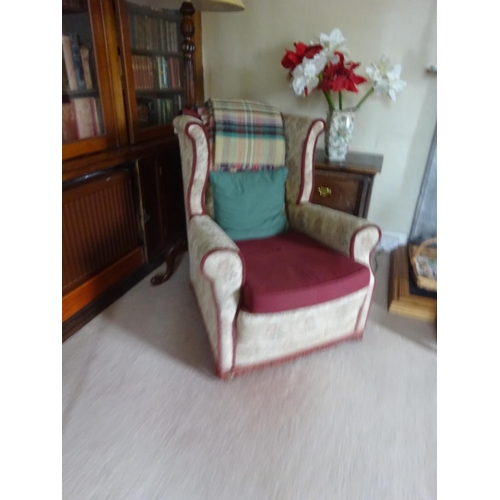 84 - Pair of wing back drawing room chairs.